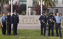 Policemen outside Police Station