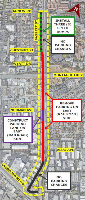 Basset Street Bicycle Lane Project Area Map