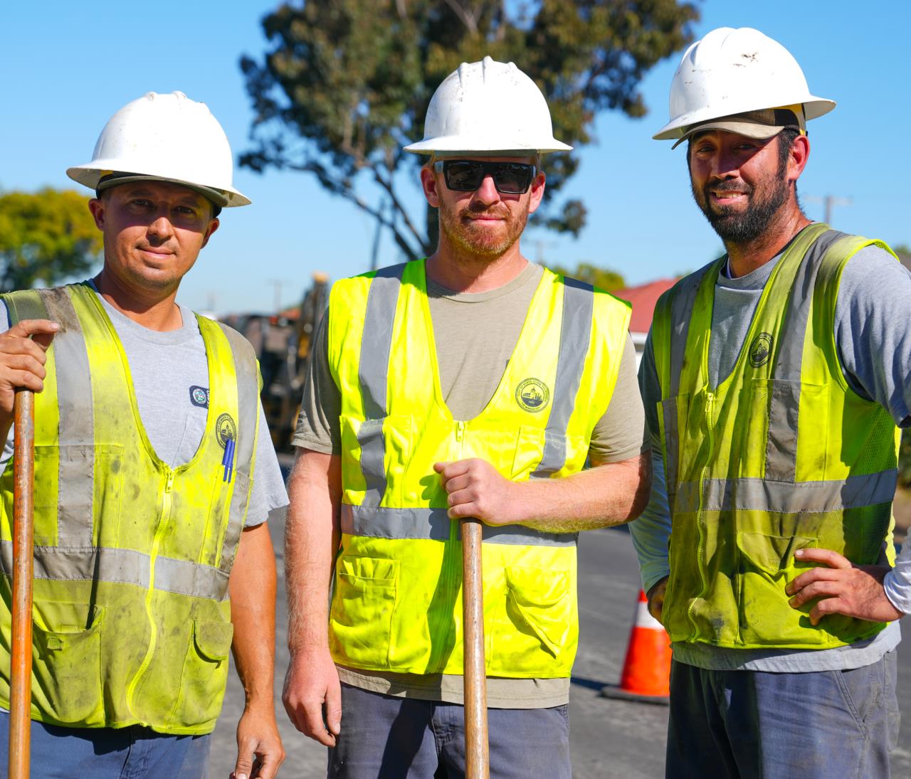 Water & Sewer crews in Personal Protective Equipment