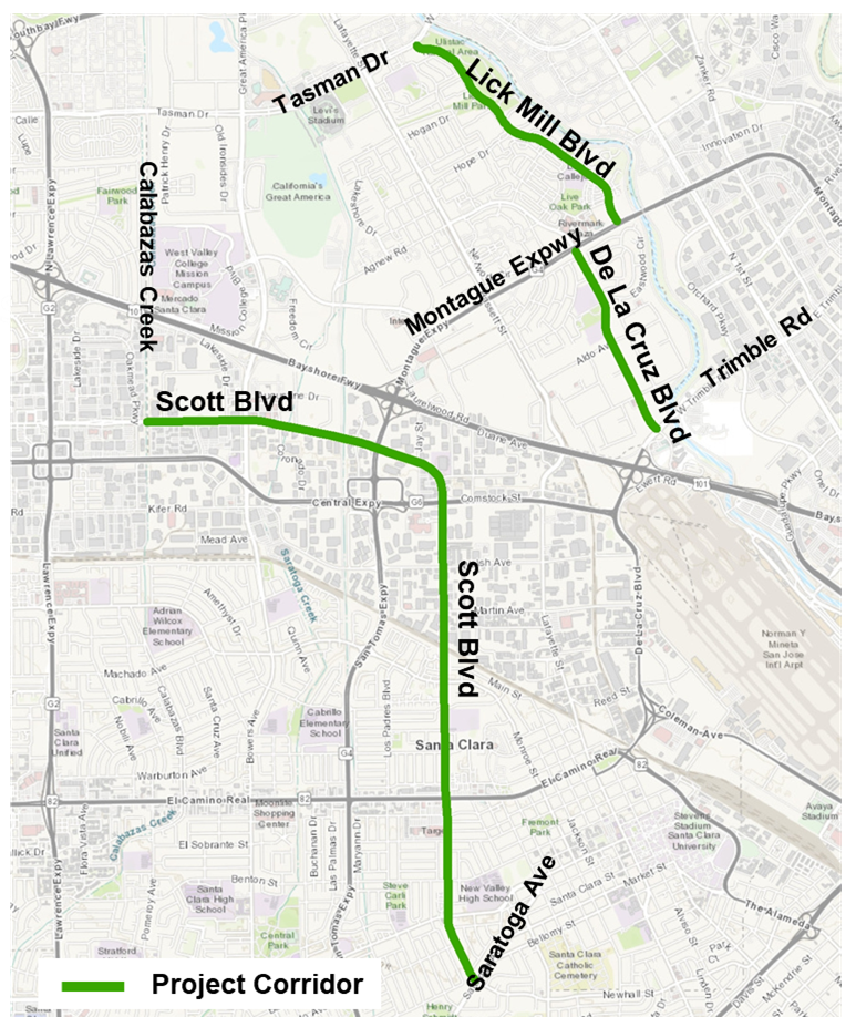 De La Cruz, Lick Mill Blvd, and Scott Bvd Improvements Map